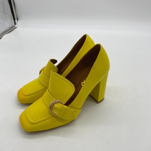 YDNChunky High Heel Square Toe Loafer Shoes Pumps with Buckle Shoes - Picture 4 of 9